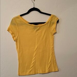 The Limited Yellow Short Sleeve Tee- asymmetrical off the shoulder
